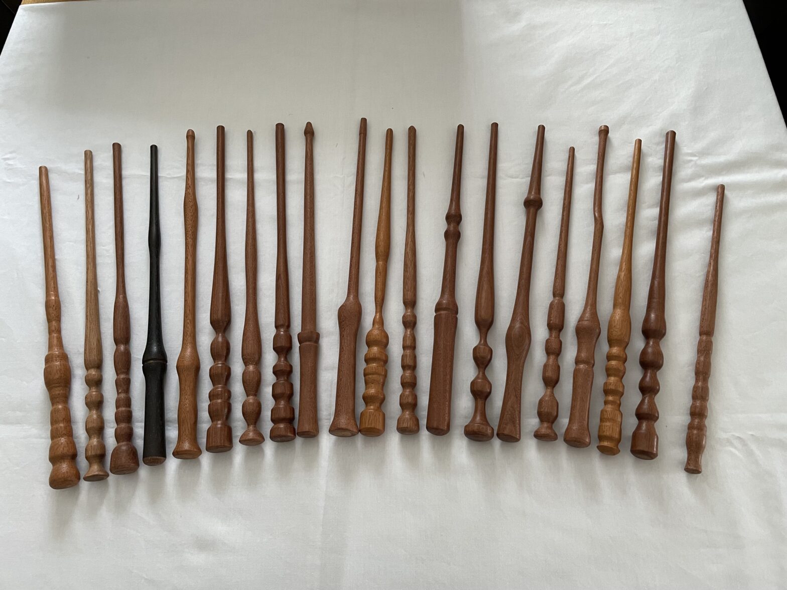 A big batch of wands from leftover Sapele